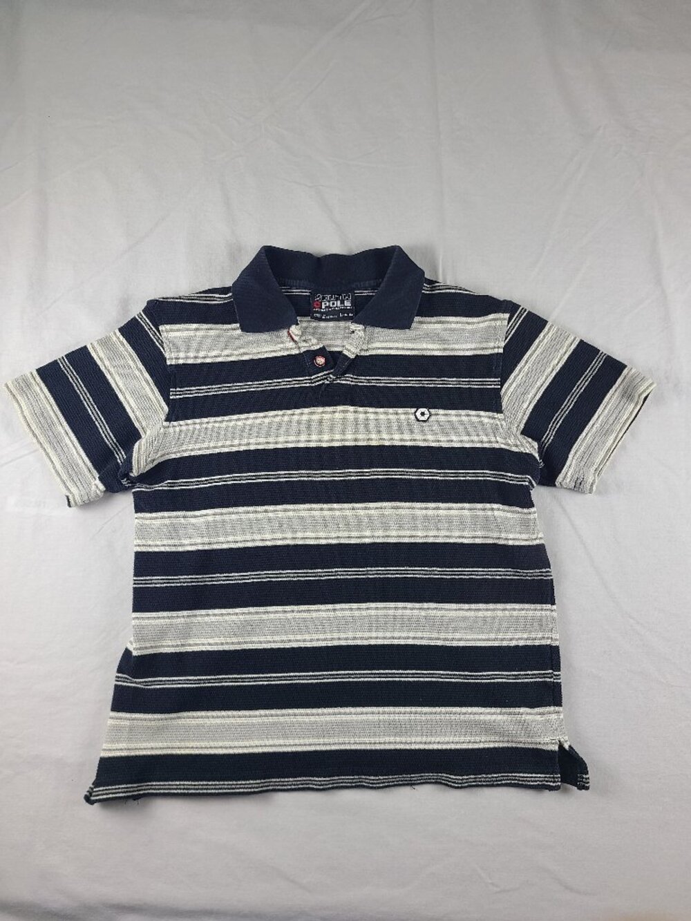 South Pole Collared Short Sleeve Shirt Boys L (16-18) Black & White Striped